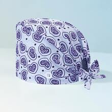 1 pezzo Cappellino da lavoro regolabile da donna con motivo a cuori e fiori, adatto per infermiere, chirurgia, taglia unica, assorbe il sudore, con fascia elastica, adatto per salone di bellezza, veterinaria, medico, infermiere, personale delle pulizie - Multicolore - Visualizzare 12