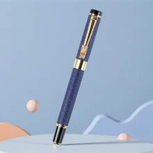 1pc Fashionable Blue Matte Ballpoint Pen With Ink Valve - Smooth Ink Flow, Easy Writing/Ideal Signature Pen For Business Professionals And Students/Suitable For Office Meetings/Replaceable Refill - Blue - View 5