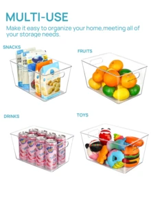 1 pezzo Vtopmart Contenitori di stoccaggio impilabili trasparenti con coperchi - Grandi, organizer in plastica con maniglie per cucina, dispensa, bagno e altro - Salvaspazio, facili da pulire, organizzatori e contenitori per la cucina