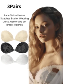 YIYANG 3 Pairs Of Invisible Push-Up Silicone Bras With Straps | Reusable, Backless, Strapless Bras For Wedding Dresses And Swimwear (Random Patterns) - Multicolor - View 15