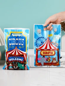 30/50pcs Circus Carnival Theme Gift Bags, Plastic Gift Tote Bags (Decorated With Monkey, Elephant, Panda, Tiger Etc. Animal Patterns), Circus Theme Gift Packaging Bags, Carnival Party Favor Bags, Birthday Party Decor, Wedding Supplies, Bridal Shower Favor, Baby Christening Favor, Wedding Favors, Baby Gifts, Party Decorations, Party Favor Bags, Small Size Gift Bags, Gift Distribution Bags, Gift Packaging Supplies - Circus - View 1