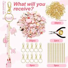 132pcs Keychain Making Kit, Includes Zinc Alloy Charms/Extension Chains/Keyring Clips/Beading Supplies And Jewelry Pliers - DIY Craft And Jewelry Making For Adults, Suitable For Women - Keychain Pendant Set - View 15