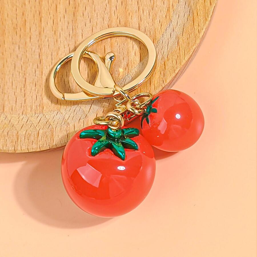 Fashionable Fruit Pendant, Realistic 3D Tomato Keychain, Cute Bag Charm, Key Decoration, Anti-Lost Keychain Small Gift, Suitable For Handbag, Backpack, Luggage And Birthday Party Supplies, Novelty Wallet Charm Christmas Bag Charms Car Accessories Teacher Friend Sister Gift Ideas