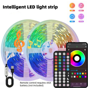 32.8ft/50ft/65.6ft/100ft Bedroom LED Strip Lights, With APP Control And 44-Key Remote, RGB Color Changing, Music Sync, USB Powered, For TV Backlight, Desk, Holiday, Party, Christmas, Halloween, Home Decor, Festival Lighting, Vivid Light Display