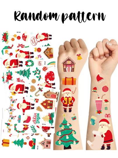 Tymczasowe naklejki świąteczne, naklejki na ciało z rysunkami świątecznymi, naklejki na skarpety i twarze Świętego Mikołaja, bałwana, renifera, dekoracje i prezenty na imprezę świąteczną, odpowiednie dla chłopców i dziewcząt.