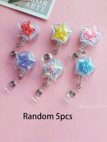 1pc/5pcs Colorful Glitter ID Card Holder Badge, School Supplies, Work ID Holder, Nurse Accessories, School Materials, Case