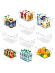 1 pezzo Vtopmart Contenitori di stoccaggio impilabili trasparenti con coperchi - Grandi, organizer in plastica con maniglie per cucina, dispensa, bagno e altro - Salvaspazio, facili da pulire, organizzatori e contenitori per la cucina