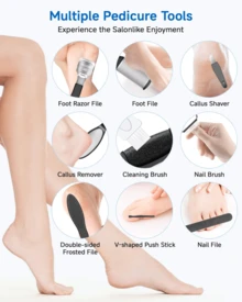 Professional Electric Rechargeable Foot Grinder, Foot Callus Grinder, Foot Care Tool Set, Removes Cracked Heels And Hard Cuticles, Replaceable Roller Head, USB Charging, LED Digital Display, Helps Create Smooth And Beautiful Feet, Ideal Family Gift, 1100MAH. - Black - View 8