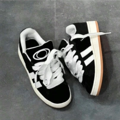 Tenis feminino Campu masculino gordinho cadarço grosso skatista preto sola costuradabásicoVazado / cortado