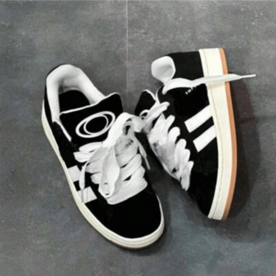 Women's Tennis Shoes, Men's, Fat, Thick Laces, Black Skater, Stitched Sole, Basic, Openwork / Cut Out - màu đen - Xem 1