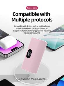 5000mAh 超轻便携移动电源，Type-C 直插设计，仅重 100 克，5V/2A 稳定输出。适用于 iOS 17/16 系统、iPad、耳机、音箱等各种电子设备充电。即插即用，无需携带数据线。内置 C 型接口，随时随地充电使用。非常适合通勤、旅行、学生、户外活动和商务场合——轻松便捷地查看电量。户外电量显示 - 白色 - 查看 6