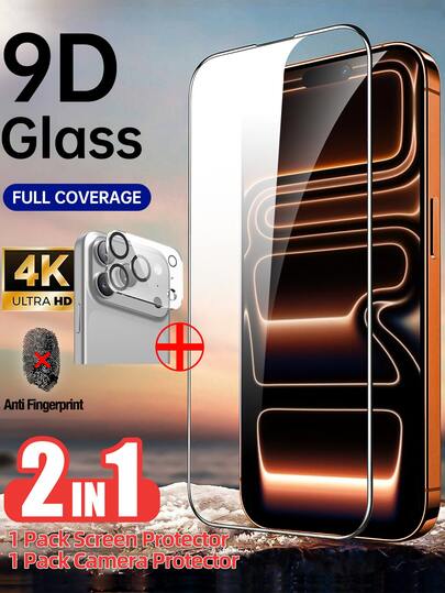 Yezodawee 适用于 17 Pro Max 的 6.9 英寸屏幕保护膜（1 片装），含 1 片摄像头镜头保护膜，全屏覆盖钢化玻璃，防刮花，兼容手机壳，9H 硬度，高清透明摄像头镜头保护膜 [升级版]