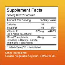 2 Bottles Vitamin E 670mg Capsules - 120 Capsules Per Bottle, 100% Gluten-Free & Dairy-Free, Supports Light Beige, Hair, Immune & Eye Health, Antioxidant For Heart Health & Cell Protection, Herbal Supplement, Allergen-Free Formula - 2 Pack(240 Capsules) - 查看 2