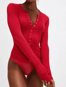 Womens Free Open Button Front Closure Fitted Tight Stretchy Long Sleeve People Fp  Knit Waffle Cardigan T Shirts Blouse Y2k Going Out Cute Inspired Corset Places Boho Cardi Tee Crop Tops Sweater - Đỏ - Xem 2