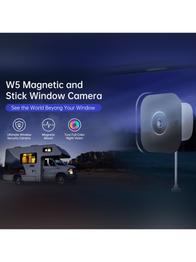 W5 Slimme Tracking Security Camera 2.4G WiFi Bluetooth 3MP Window Cameras Human Actions, Vehicle Models, Baby Crying Detection 3D Noise Reduction Real Time APP Alerts Mini Cam view 3