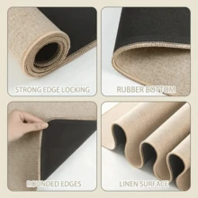 1 pièce Tapis de cuisine en lin imprimé motif elfe, décoration et cadeau de Noël, tapis en polyester rectangle imprimé en 3D pour le salon, la chambre, le couloir, la salle de bain, la buanderie - décoration d'intérieur et d'extérieur