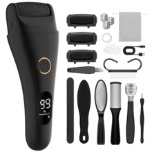 Professional Electric Rechargeable Foot Grinder, Foot Callus Grinder, Foot Care Tool Set, Removes Cracked Heels And Hard Cuticles, Replaceable Roller Head, USB Charging, LED Digital Display, Helps Create Smooth And Beautiful Feet, Ideal Family Gift, 1100MAH. - Black - View 10