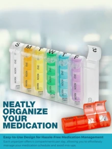 New 7-Day Rainbow Button Portable Travel Set Pill Box Storage Box, Convenient 7-Day 28-Grid Rainbow Pill Box, Daily Tablet Vitamin Storage PP Pill Box, Large Capacity Independent Partition Sealed Moisture-Proof Visible Medicine Storage Box.