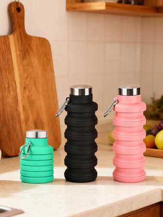 1pc16.91-Ounce Foldable Water Bottle, Silicone Stretchable Cup, Portable Foldable Travel Water Bottle, With Wide Application Scenarios.