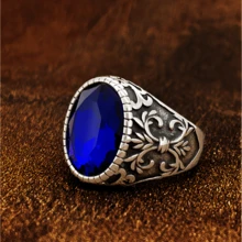 Men's Vintage Cross Design Stainless Steel Ring With Rectangular Cubic Zirconia - Minimalist Style Fashion Accessory - Oval - View 10