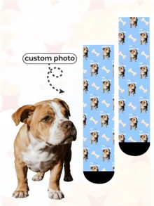 1 Pair Customizable Face Neutral Socks, Add Your Own Pictures To Design Personalized Socks, Couple Style Socks, Suitable For Family, Daily Wear, Parties, And University Use. A Great Gift For Friends, Family Members, Wives, Husbands, Daughters, And Sons.