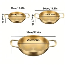 1/3 Peças Conjunto, Panela de Aço Inoxidável para Frutos do Mar, Panela de Fondue, Panela de Sopa, Panela Frita, Panela de Indução Elétrica Doméstica para Fazer Macarrão Instantâneo, Fondue, Utensílios de Cozinha de Aço Inoxidável Dourado com Alças, Adequado para Vários Tamanhos Domésticos, Adequado para Uso Interno e Externo, Suprimentos para Jantar Familiar, Suprimentos para Festa