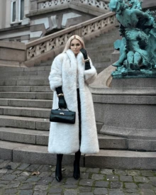 FLORETTA ÉLENA 新款优雅女士长款外套时尚保暖内衬冬季女式外套 - 米色 - 查看 2