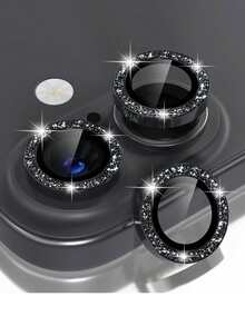 3pcs Camera Lens Protector, 9H Tempered Glass Camera Cover Screen Protector With Metal Ring Decoration - Black - View 7