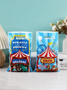 30/50pcs Circus Carnival Theme Gift Bags, Plastic Gift Tote Bags (Decorated With Monkey, Elephant, Panda, Tiger Etc. Animal Patterns), Circus Theme Gift Packaging Bags, Carnival Party Favor Bags, Birthday Party Decor, Wedding Supplies, Bridal Shower Favor, Baby Christening Favor, Wedding Favors, Baby Gifts, Party Decorations, Party Favor Bags, Small Size Gift Bags, Gift Distribution Bags, Gift Packaging Supplies - Circus - View 6
