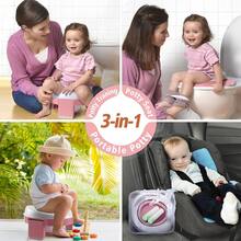 1-Piece Set With 3 Potties Combined In One, Foldable, Portable And Multifunctional For Training Boys And Girls. - Pink - View 2