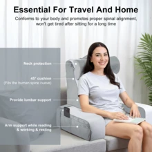 Reading Pillow With Arms, Supportive Backrest Cushion For Relaxing, Watching TV, Gaming, With Handy Pockets & Carry Handle - Grey - View 2