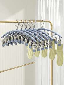 Percha de pantalones de acero inoxidable premium - Organizador de armario ahorra espacio con 10 pinzas, solución de almacenamiento elegante para pantalones de yoga, mallas y calcetines | Ideal para regalos del Día de la Madre, tiendas de kimonos de boda y boutiques