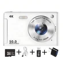 50MP Digital Camera, 4K Display, USB Rechargeable 700mAh Lithium-Polymer Battery, 16X Optical Zoom With Stabilization, 2.8" Touchscreen, Non-Waterproof Design, Includes 32GB SD Card - Ideal Birthday Or Christmas Gift