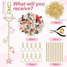 132pcs Keychain Making Kit, Includes Zinc Alloy Charms/Extension Chains/Keyring Clips/Beading Supplies And Jewelry Pliers - DIY Craft And Jewelry Making For Adults, Suitable For Women - Keychain Pendant Set - View 17