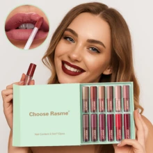 12-Piece Liquid Lipstick Set And 12/24-Piece Professional Lip Liner Combination, Matte Silky Lip Makeup Set, Suitable For Creating A Well-Defined Lip Effect, Long-Lasting Waterproof, Non-Stick Cup Lip Color, Women's Gift Set, Butterfly Shiny Shell, Is The Perfect Gift Choice For Christmas. Easter Gift - Nhiều màu - Xem 3