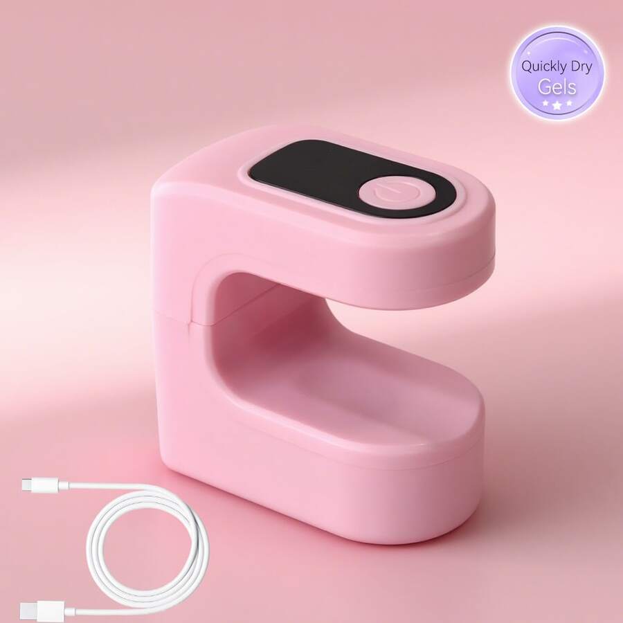 Movcle Portable Mini Nail Dryer Lamp, USB Rechargeable Nail Gel Curing Light, For Gel Polish & Nail Art, Suitable For Home DIY - Hồng - Xem 1