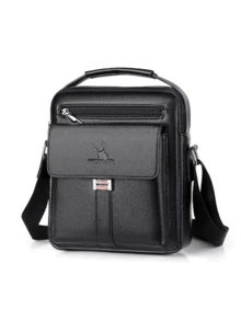 New Fashion Large Capacity Retro Men's Single Shoulder Bag Business Bag PU Leather Messenger Bag Zip