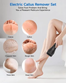 Professional Electric Rechargeable Foot Grinder, Foot Callus Grinder, Foot Care Tool Set, Removes Cracked Heels And Hard Cuticles, Replaceable Roller Head, USB Charging, LED Digital Display, Helps Create Smooth And Beautiful Feet, Ideal Family Gift, 1100MAH. - Black - View 9