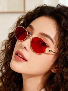 Gafas con marco de metal retro, gafas de moda versátiles, gafas con montura pequeña personalizadas para mujeres, accesorio para el atuendo diario de las mujeres