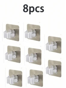 8/4/1 paquet Support mural pour balai robuste, pince multifonction puissante, convient pour les outils de salle de bain, charge max 3000g/6,6 lb, pince à balai, porte-balai, accessoire de salle de bain pratique, fournitures de nettoyage, pour maintenir les balais, les balais et les outils de nettoyage - Multicolore - Voir 10
