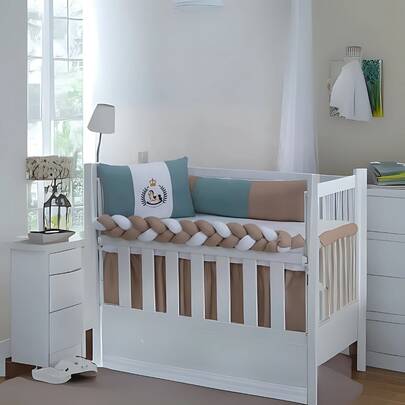 Kit Mini Berço Classic Menina Menino 06 Peças Com Saia Estampado Completo