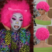 1pc Men's Curly Wig, Party Costume Wig, Unisex Curly Explosion Head Colorful Wig, Rainbow Color, Fan Wig, Disposable Wig, Easy To Wear, High Cost-Performance