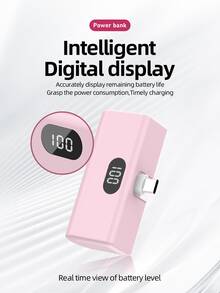 5000mAh 超轻便携移动电源，Type-C 直插设计，仅重 100 克，5V/2A 稳定输出。适用于 iOS 17/16 系统、iPad、耳机、音箱等各种电子设备充电。即插即用，无需携带数据线。内置 C 型接口，随时随地充电使用。非常适合通勤、旅行、学生、户外活动和商务场合——轻松便捷地查看电量。户外电量显示 - 白色 - 查看 7