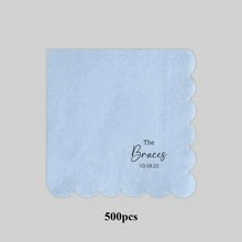 20-500pcs Custom Cocktail Napkins, 9 Designs Of Personalized Monogram Napkins, Disposable Beverage/Dessert Napkins For Wedding Table Decorations, Anniversary And Wedding - Multicolor - View 25