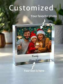 1 pièce Décoration photo acrylique personnalisée, personnalisation de photo et de texte, histoire d'amour, photo de famille, cadeau de la Saint-Valentin, animal de compagnie, personnalisation de photo de nouveau-né, décoration de chambre et de salon, anniversaire de mariage, cadeau d'anniversaire, cadeau de Noël