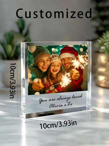 1 pièce Décoration photo acrylique personnalisée, personnalisation de photo et de texte, histoire d'amour, photo de famille, cadeau de la Saint-Valentin, animal de compagnie, personnalisation de photo de nouveau-né, décoration de chambre et de salon, anniversaire de mariage, cadeau d'anniversaire, cadeau de Noël