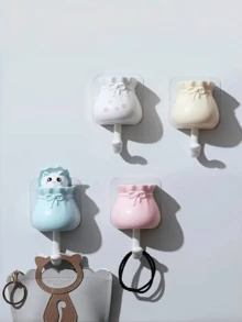 1pc No Drilling Needed, Expandable Cute Cat Wall Hook, Creative Cartoon Peeking Adhesive Hook Suitable For Office Cubicle