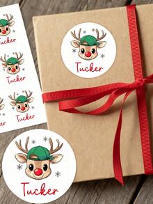 12/24/48 Personalized Christmas Stickers, Reindeer Christmas Name Labels, Happy Holiday Label, Kids Gift Label Stickers, Easy Peel Sticker, Gift Wrap Tags, Christmas Sticker Sheet, Christmas Greeting, Small Dim Sum Packaging Bag Stickers Custom Text, Holiday Decorations, Personalized Holiday Gift Labels Boy Girl, Holiday Envelope Stickers, Cute Christmas Decoration & Party Favors For Kids - Multicolor - View 2