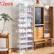 12/6pcs Clear Shoe Boxes Stackable Shoe Storage Organizer For Closet Sturdy Shoe Box Storage Containers With Clear Door Plastic Shoes Case Thickened Drawer Case Plastic Shoe Boxes Stackable Box Shoe Srganizer Containers For Sneakers Stacked Into A Shoe Rack Shoe Cabinets - Multicolor - View 13