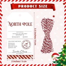 50 Piezas Etiquetas de regalos de Navidad del Polo Norte de Santa Etiquetas de regalo de Navidad con cuerda para regalos Etiquetas para papel de regalo de Navidad para fiesta de Navidad, galletas y decoración (Clásico) 30 Piezas/10 Piezas